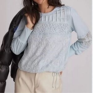 Anthropologie Light Blue Lace Blouse